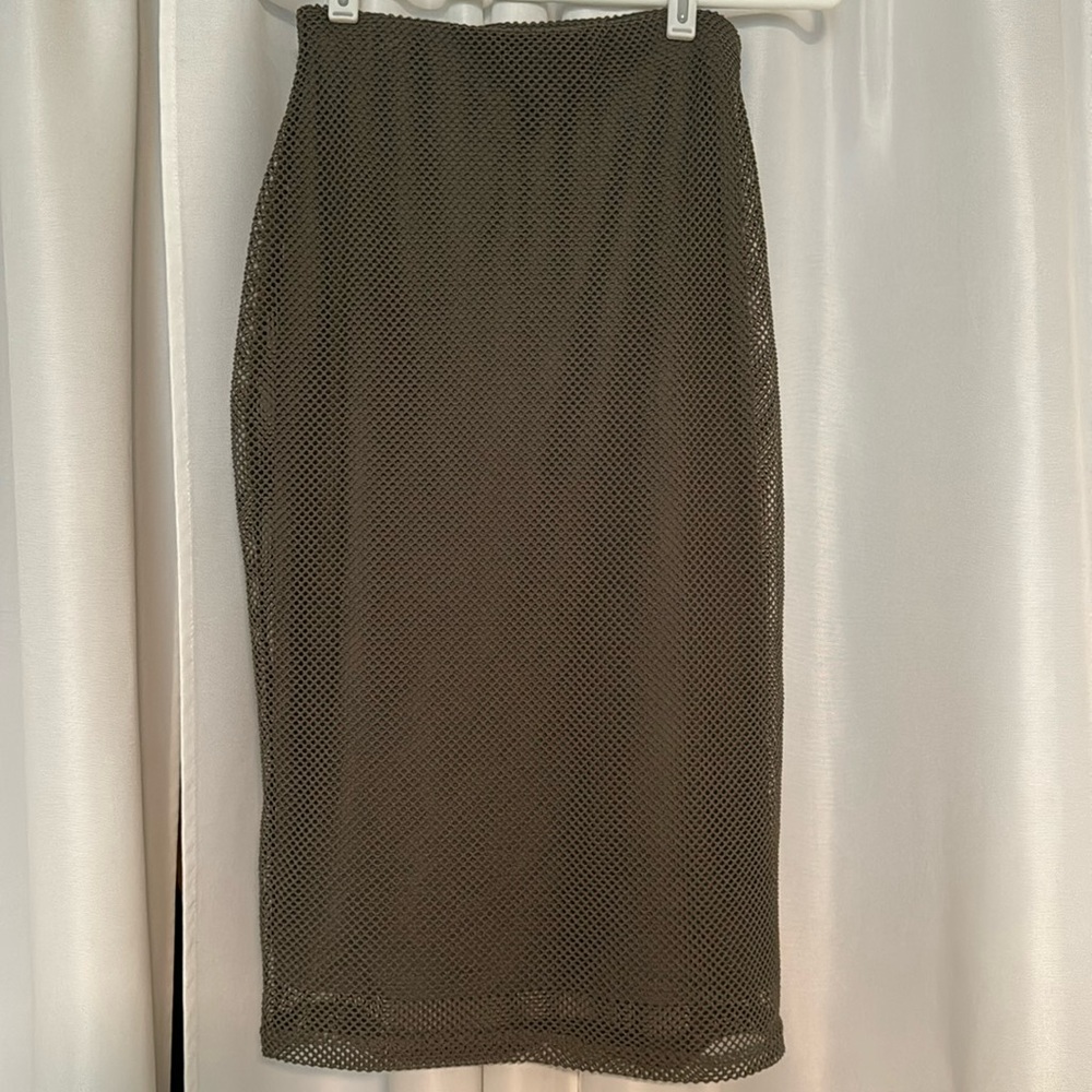 MISSGUIDED Khaki Midi Body Con Skirt